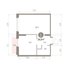 34.00 м² | 8 - 8 эт. 00