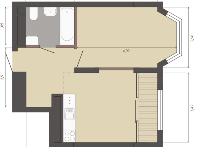 40.40 м² | 2 - 23 эт.