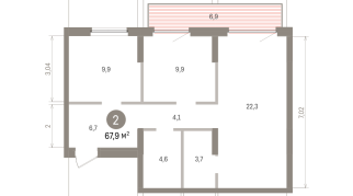 67.00 м² | 3 - 9 эт.