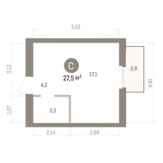 27.00 м² | 7 - 9 эт. 00