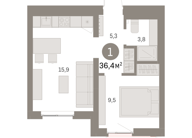 36.00 м² | 7 - 9 эт.