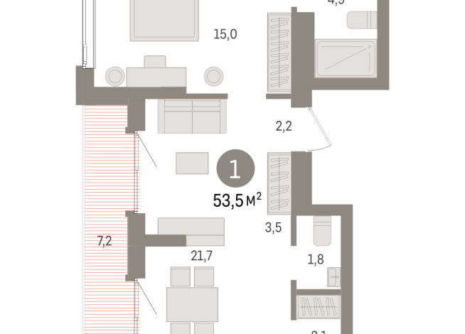53.00 м² | 23 - 25 эт.