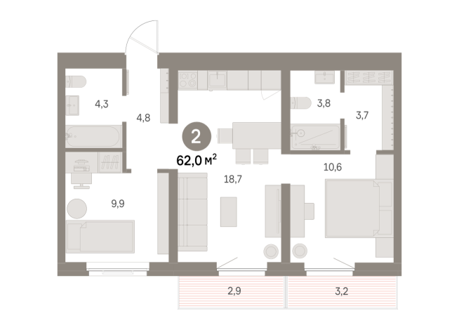 61.00 м² | 6 - 8 эт.