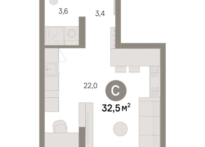 32.00 м² | 6 - 16 эт.