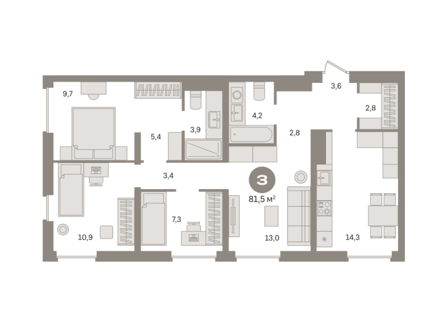 81.00 м² | 2 - 8 эт.