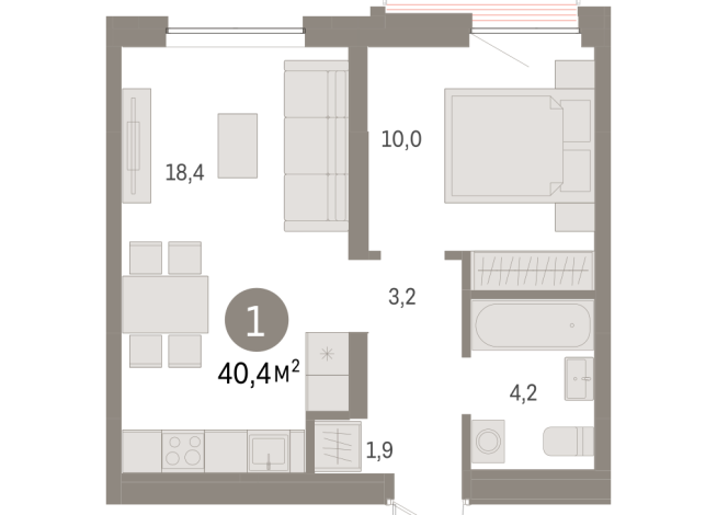 40.00 м² | 3 - 8 эт.