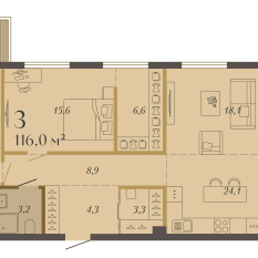 116.00 м² | 2 - 8 эт. 00