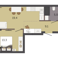 46.80 м² | 14 - 32 эт. 00