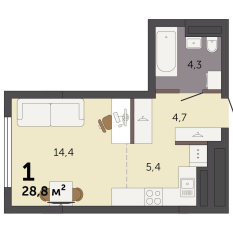 28.80 м² | 10 - 32 эт. 00