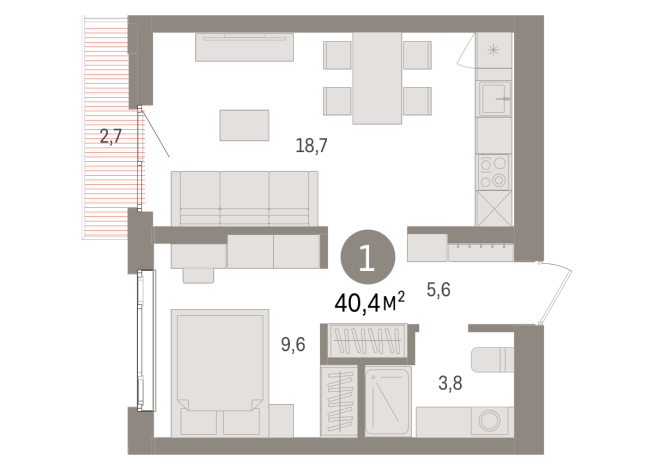 40.00 м² | 4 - 7 эт.