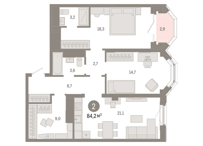 84.00 м² | 10 - 24 эт.