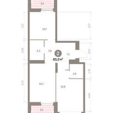 64.00 м² | 2 - 8 эт. 00