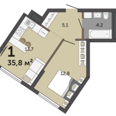 35.80 м² | 14 - 30 эт. 00