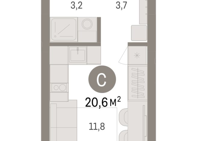 20.00 м² | 8 - 9 эт.