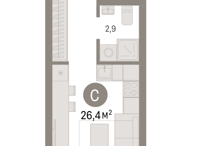 26.00 м² | 6 - 8 эт.