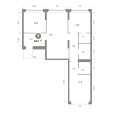 80.00 м² | 2 - 8 эт. 00