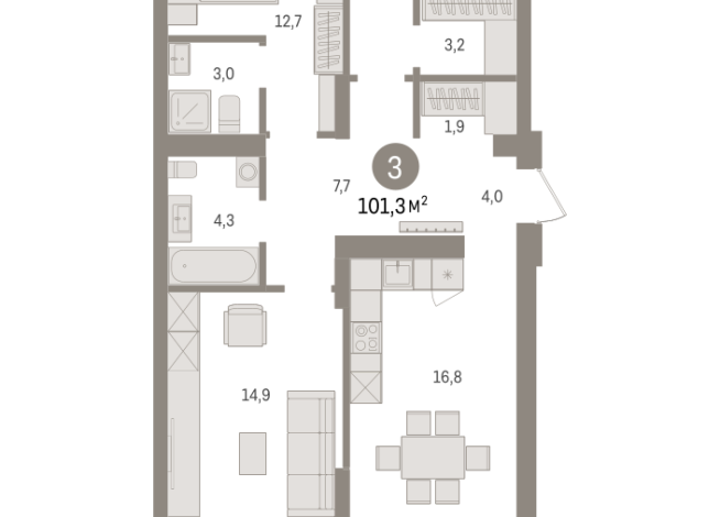 101.00 м² | 2 - 7 эт.