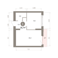 35.00 м² | 5 - 7 эт. 00