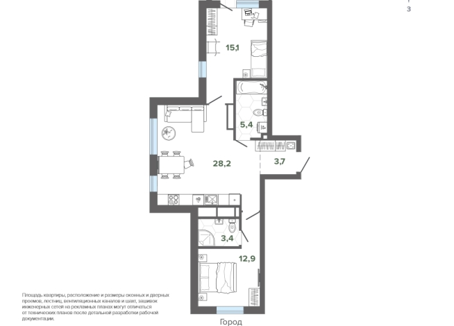 71.46 м² | 15 - 25 эт.