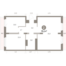 75.00 м² | 7 - 9 эт. 00