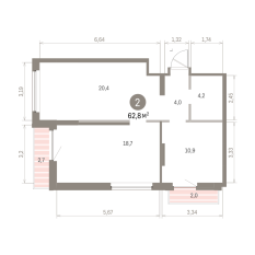 62.00 м² | 9 - 9 эт. 00