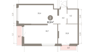 62.00 м² | 9 - 9 эт.