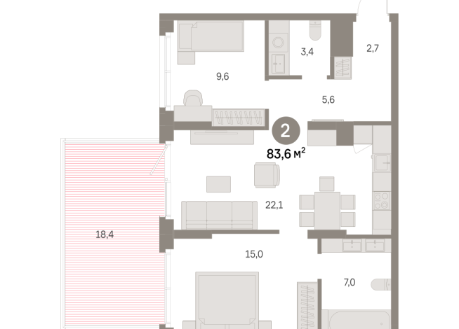 83.00 м² | 1 - 9 эт.