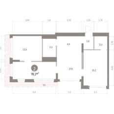 78.00 м² | 21 - 24 эт. 00