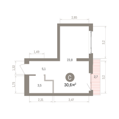 30.00 м² | 5 - 7 эт. 00