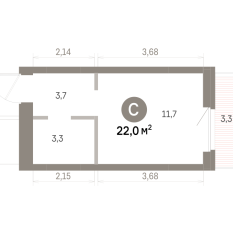 21.00 м² | 5 - 9 эт. 00