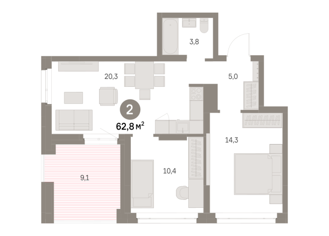 62.00 м² | 4 - 16 эт.