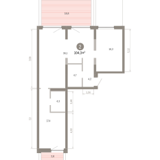 104.00 м² | 2 - 9 эт. 00