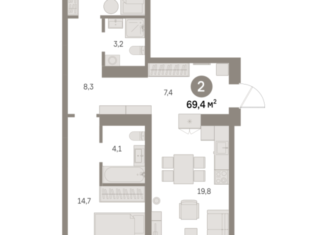 69.00 м² | 2 - 9 эт.