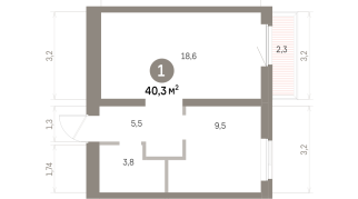 40.00 м² | 4 - 9 эт.