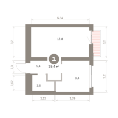 39.00 м² | 4 - 9 эт. 00