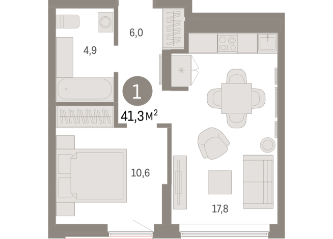 41.00 м² | 6 - 8 эт.
