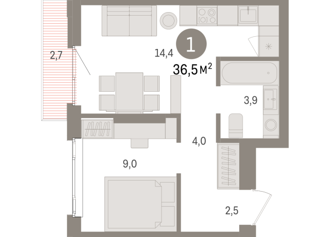36.00 м² | 11 - 25 эт.