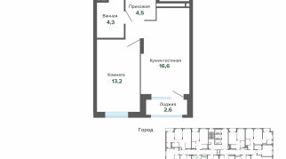 41.07 м² | 9 - 25 эт.