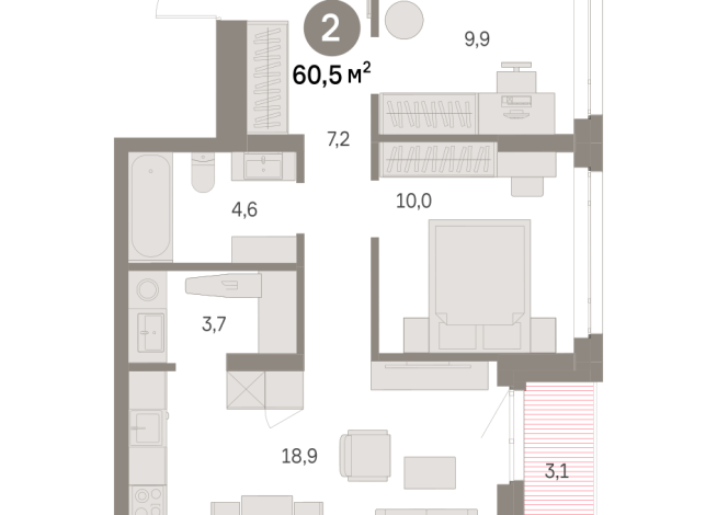 60.00 м² | 4 - 9 эт.