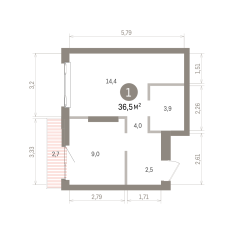 36.00 м² | 7 - 25 эт. 00