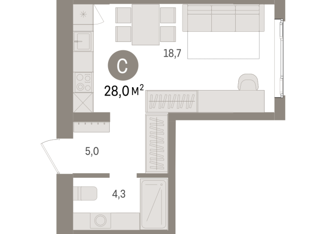 28.00 м² | 5 - 7 эт.