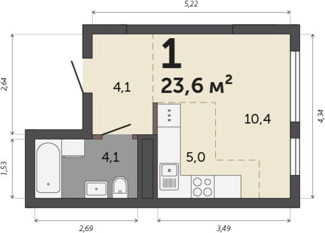 23.60 м² | 8 - 30 эт.