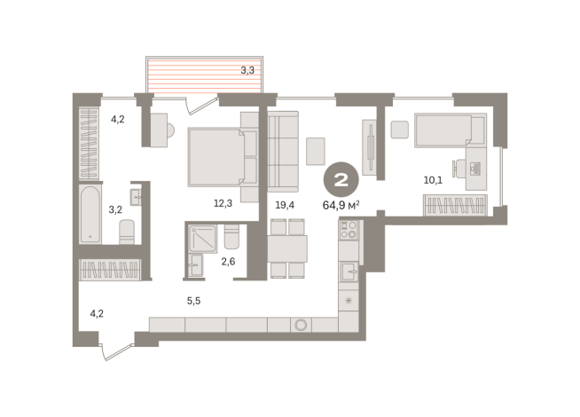 64.00 м² | 3 - 8 эт.