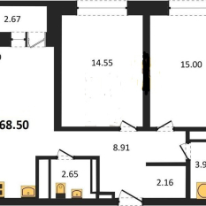 68.50 м² | 15 - 25 эт. 130