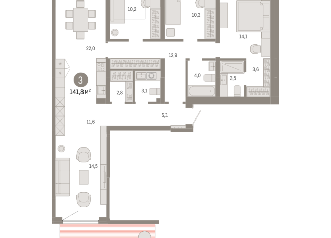 141.00 м² | 2 - 9 эт.
