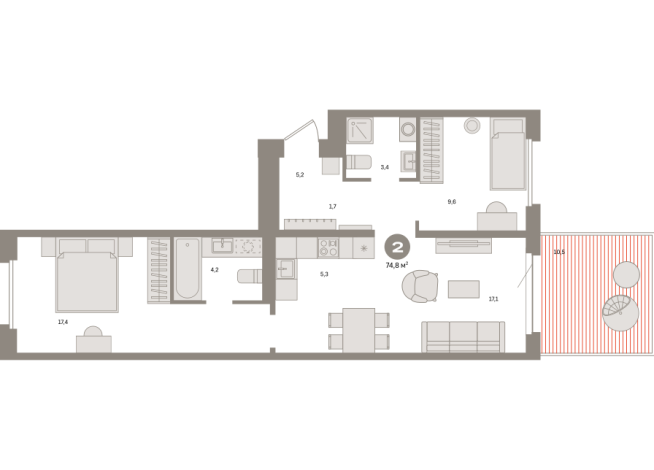 74.00 м² | 2 - 8 эт.