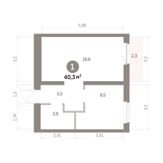 40.00 м² | 5 - 9 эт. 00