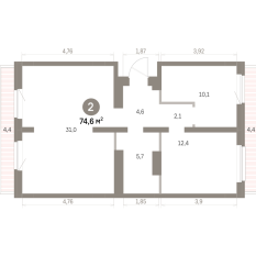74.00 м² | 7 - 9 эт. 00