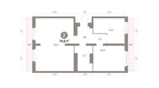 74.00 м² | 7 - 9 эт.