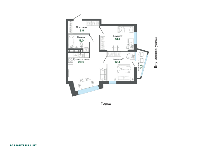 62.71 м² | 12 - 25 эт.